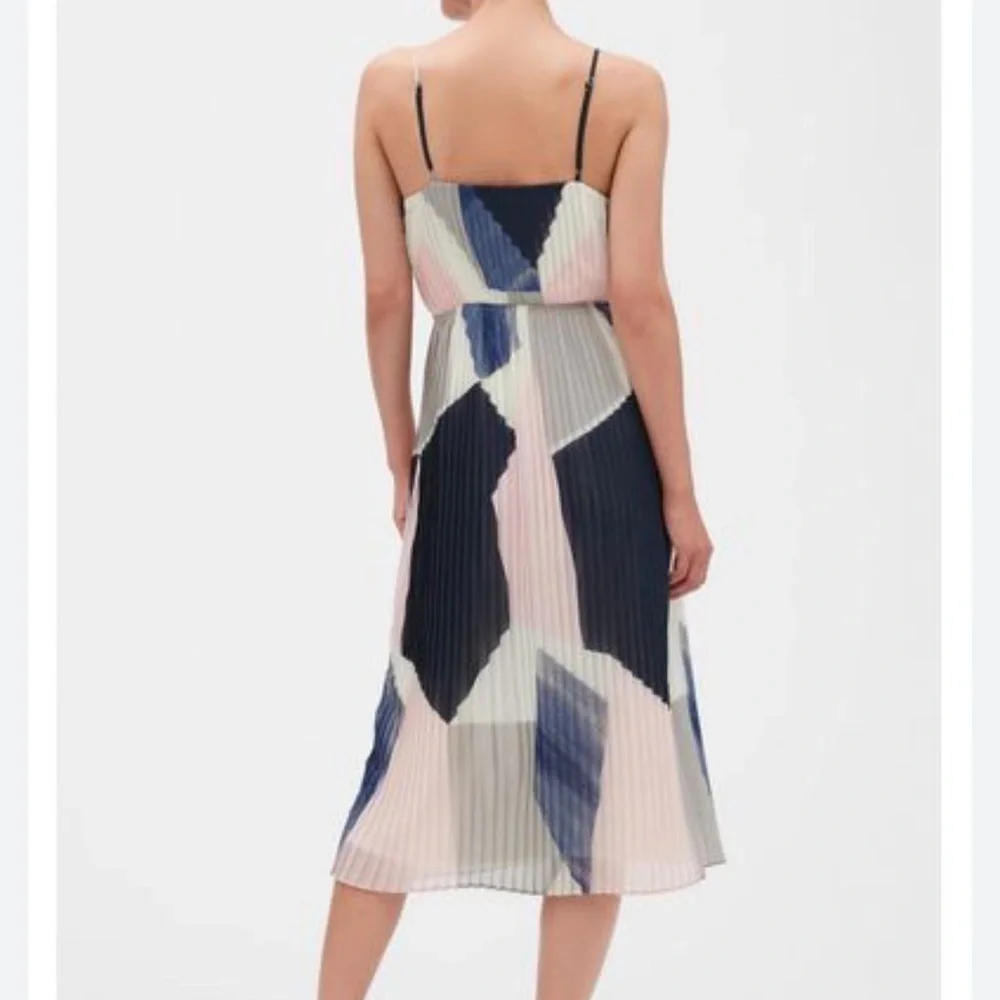 EUC Banana Republic Color Block Pleated Midi Dress - Picture 4 of 6